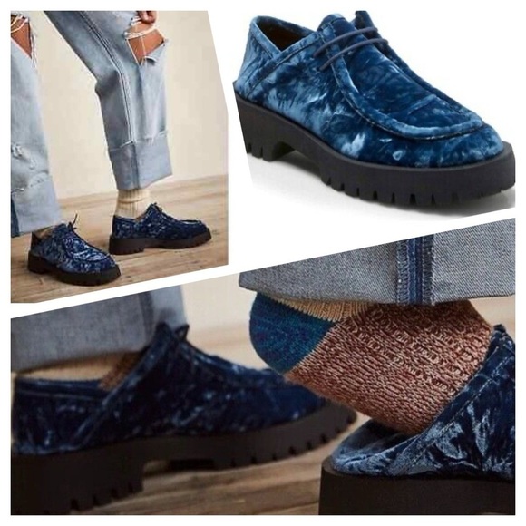 FREE PEOPLE Convertible Velvet Loafer Oxford Disco Indigo size 36 US 5.5-6 - Picture 7 of 10
